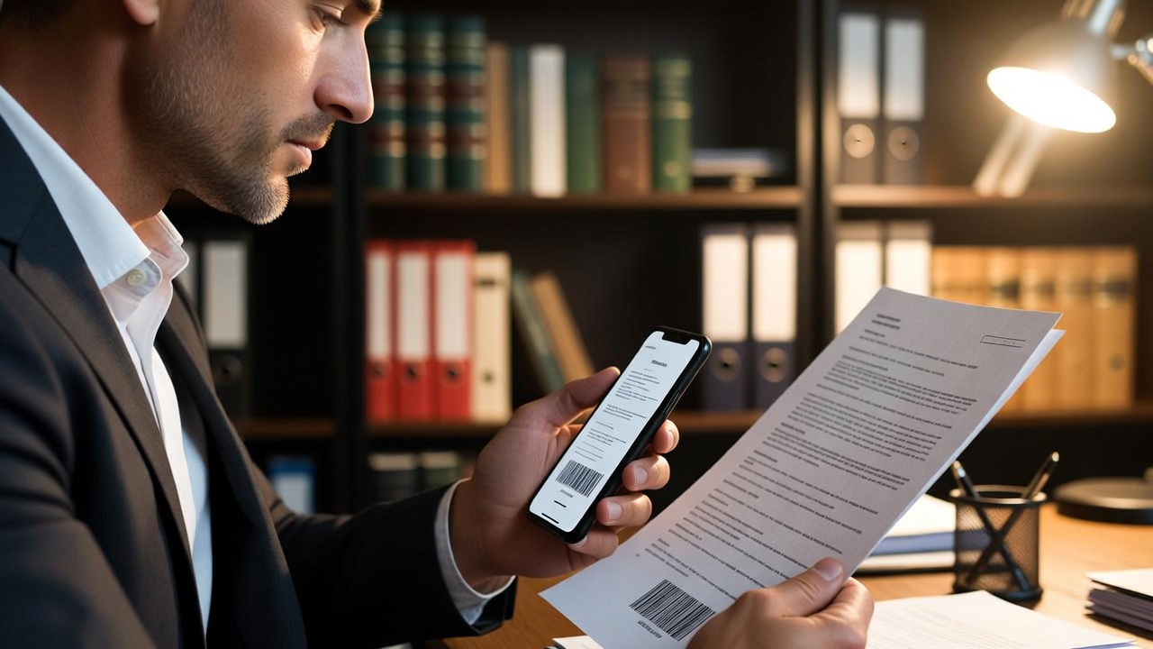Lawyer scanning disbursement receipt